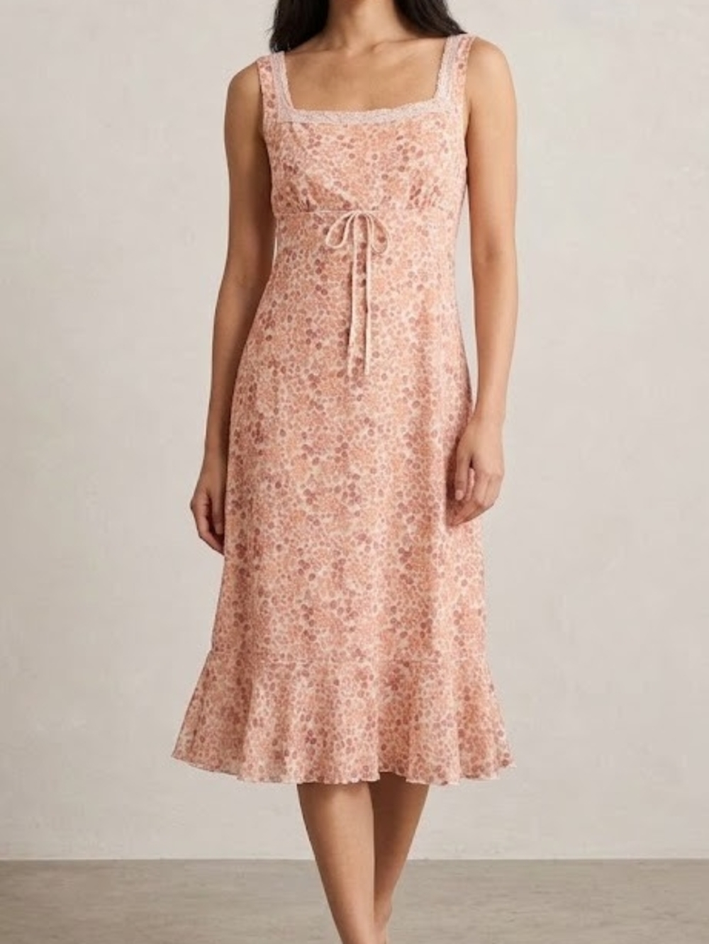 No Boundaries Blush Pink Floral Tie-Front Midi Dress